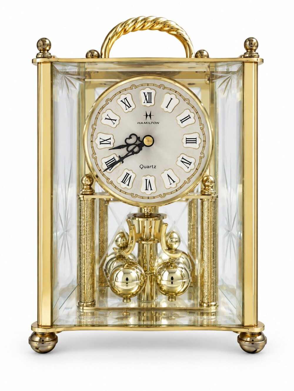 Vintage Hamilton Gold Glass Clock